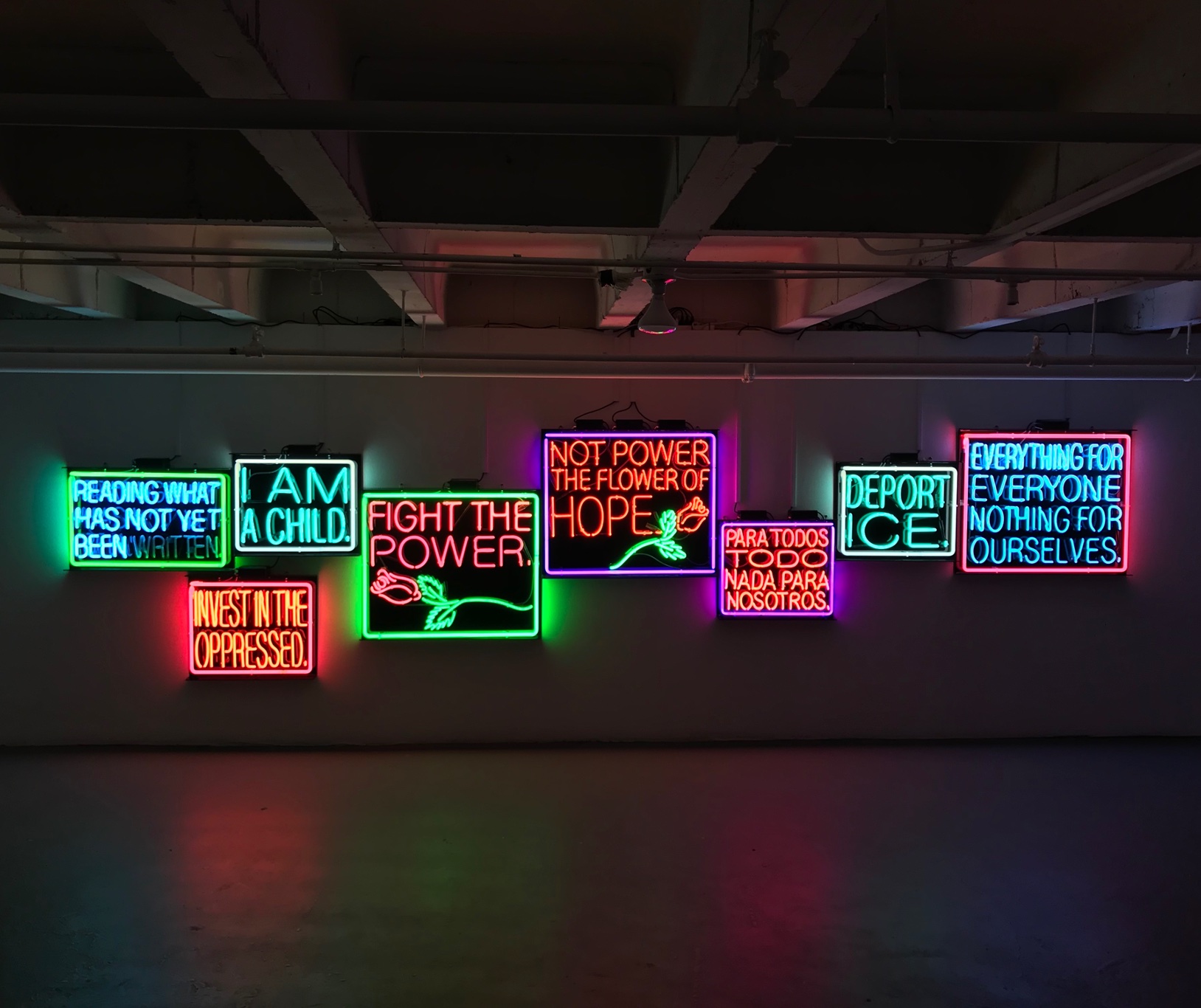 Picture of art work: Patrick Martinez, Remembering to Forget Neon Installation, 2018. Neon. Courtesy of Charlie James Gallery